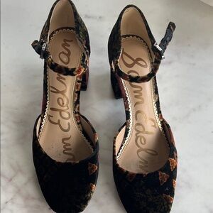 Sam Edelman Black and Red Patterned Heels